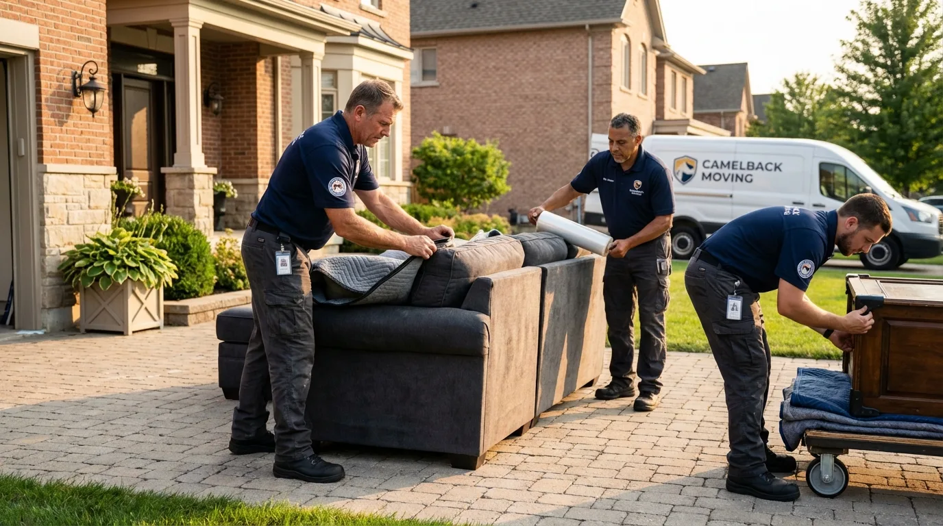 Large estate moving crew wrapping furniture in Wildwood, MO